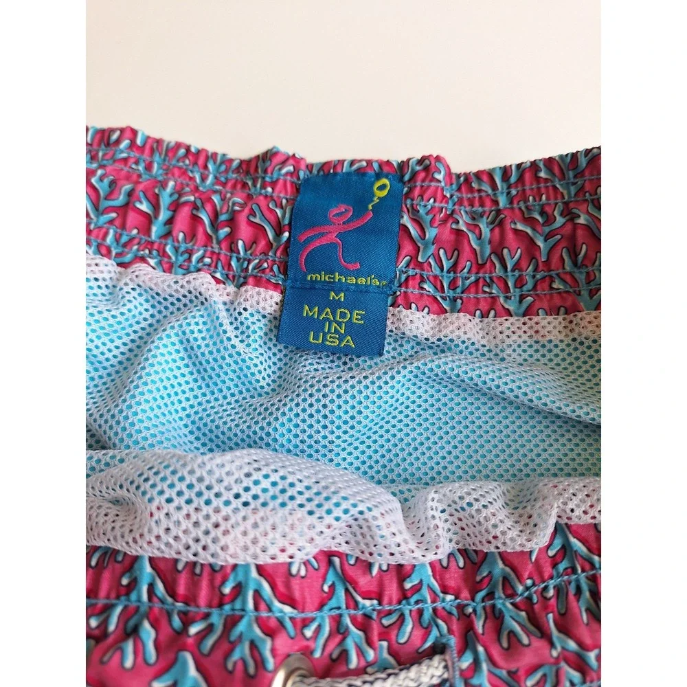 Michaels Swimwear Trunks Men's Bathing Size M Mesh Liner Blue Quick Dry USA